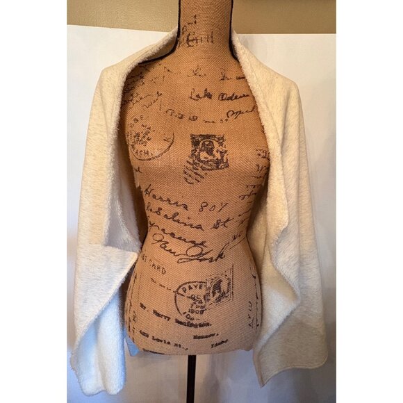 Gaiam Womens Asymmetrical Open Front Cardigan Jacket XL Beige Cozy Sherpa Lined - Picture 3 of 15